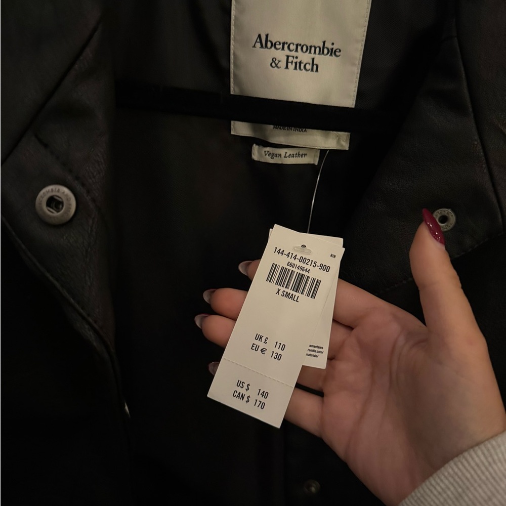 Abercrombie & Fitch Black Belted Leather Jacket NWT - Picture 5 of 5